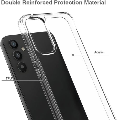 Shop Samsung Galaxy A34 5G Case: Crystal Clear Slim Hard Hybrid Bumper, Shockproof, Anti-Yellow, with Tempered Glass