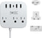 European Travel Plug Adapter, FOVAL EU UK US Power Strip with USB C, 4 USB Ports, 3 AC Outlets