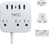 European Travel Plug Adapter, FOVAL EU UK US Power Strip with USB C, 4 USB Ports, 3 AC Outlets