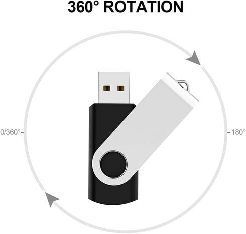 4GB Flash Drive 10 Pack, USB 2.0 Thumb Drives Bulk Swivel Memory Stick for Data Storage, Black