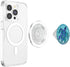 PopSockets PopGrip for MagSafe - Teal Blue Purple Turtle and Geometric design On Light Blue