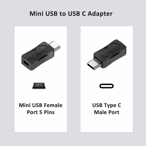 Gtwoilt 2-Pack, MP3 MP4 USB C to Mini USB Adapter Type-C Male to Mini USB Female Adapter, for Older Players, Digital