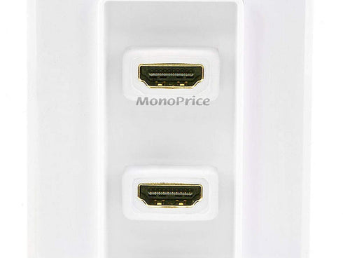 Monoprice Two-Piece Inset Wall Plate with 4 Inch Built-in Flexible High Speed HDMI Cable With Ethernet - Dual Port (2P)