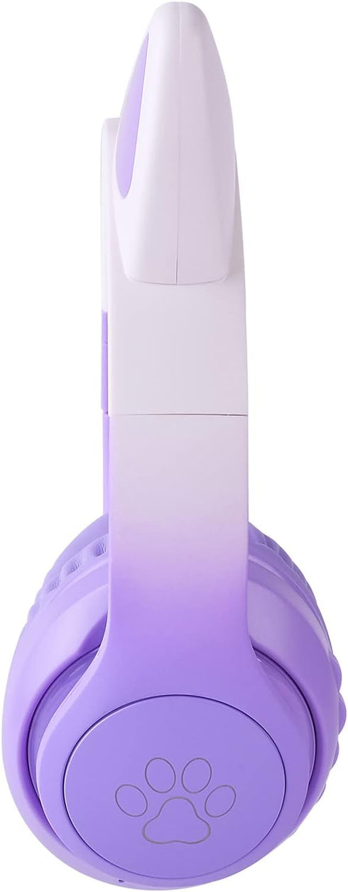 Cat Ear Kids Headphones, Bluetooth LED Light Up Over Ear Headphones, Wireless/Wired Mode with Built-in Microphone for