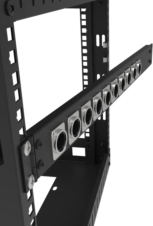 Jingchengmei 12 Port Hinged Patch Panel - 1U 19" Rack Mount D-Type Connectors, Black (H1U12D)