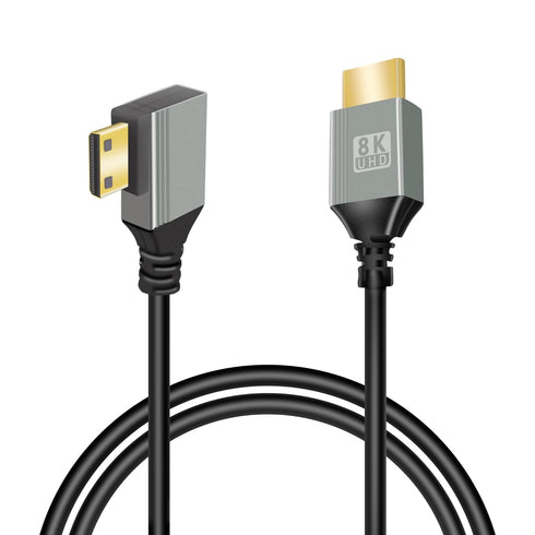 GELRHONR 8K Mini HDTV to HDTV Cable, 90 Degree Left Angle 1M,