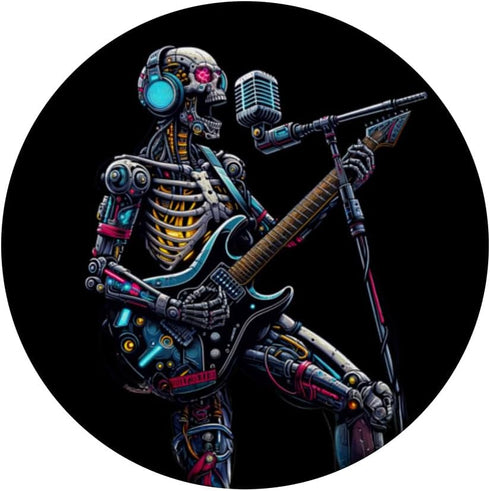 Cyberpunk Robotic Skeleton Electric Guitar Music PopSockets Standard PopGrip