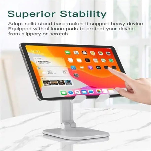 RDRKR 4-11 Inch Adjustable Cell Phone Desk Stand: Foldable and Height-Angled Holder for Smartphones, iPhones, iPads