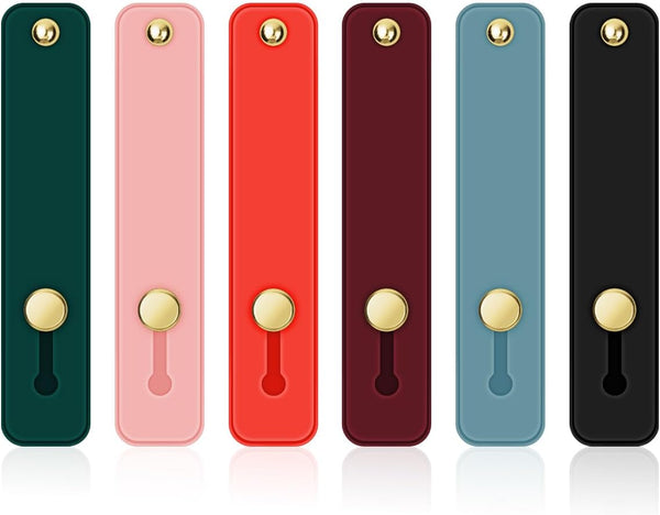 6 Pieces Phone Strap Grip, Telescopic Finger Strap Stand, Assorted Colors Silicone Loop for Most Mobile Phones