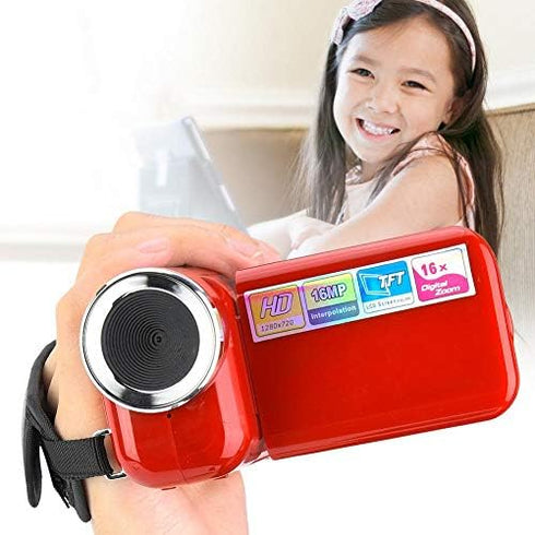 Kids Digital Video Camera, 1080P 16M, 16X Zoom DV Camcorder with 2Inch TFT LCD Screen for Photography (red)