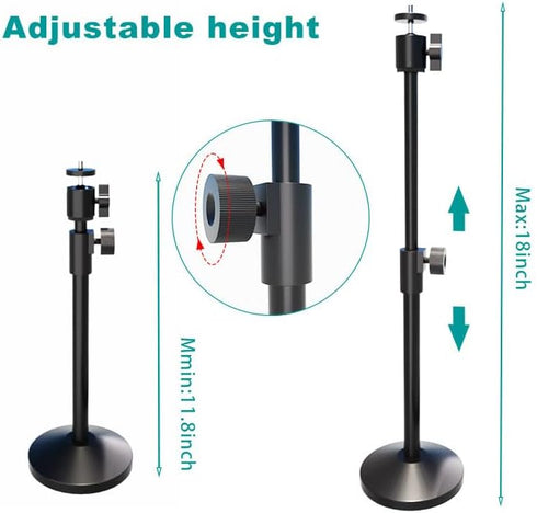Henngan C922 C930e C920S C920 C615 C960 C920x 4K N60, 1/4" Webcam Stand with Phone Holder, Extendable Desktops Tripod