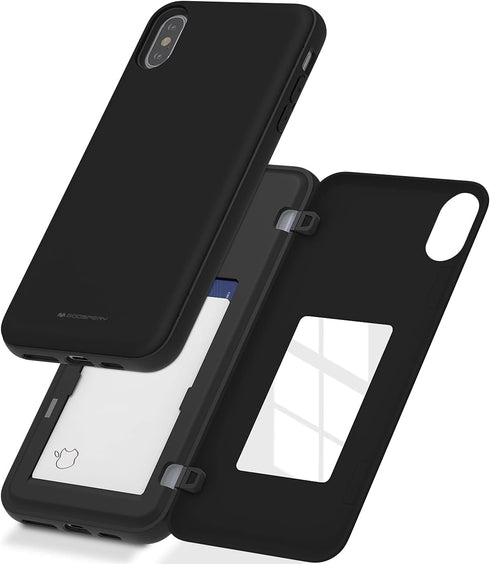 GOOSPERY Magnetic Secure Bumper Case for iPhone Xs Max, Card Holder Wallet, Protective Dual Layer, Black
