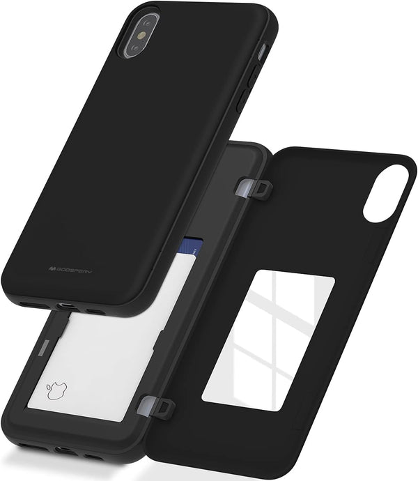 GOOSPERY Magnetic Secure Bumper Case for iPhone Xs Max, Card Holder Wallet, Protective Dual Layer, Black