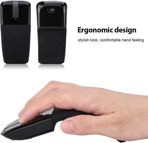 Travel Wireless Mouse, Thin Portable Folding Optical Mouse with Receiver for Computer