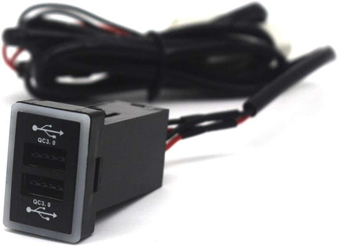 MOTONG for Toyota QC3.0 Dual USB Power Socket, QC 3.0 Car Power USB Socket Adapter for Smartphone/iPad/PDA, Max 6.4A