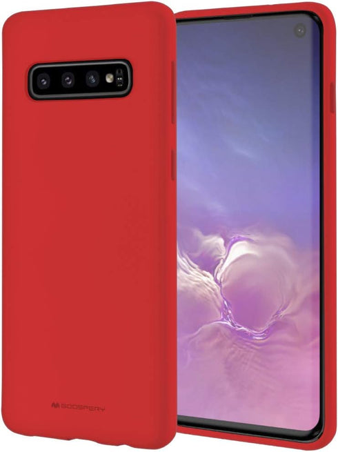 GOOSPERY Soft Feeling Jelly for Samsung Galaxy S10 Case (2019) Silky Slim Bumper Cover (Red)