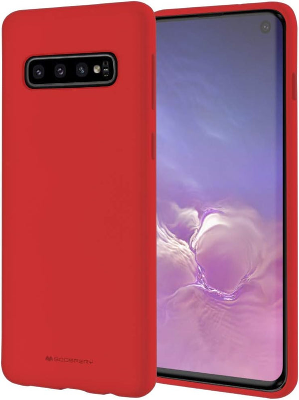GOOSPERY Soft Feeling Jelly for Samsung Galaxy S10 Case (2019) Silky Slim Bumper Cover (Red)