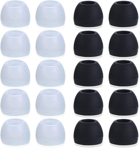 Blacell 20 Pcs Medium Silicone Earbud Cap Tip Cover Replacement - 10 Black,