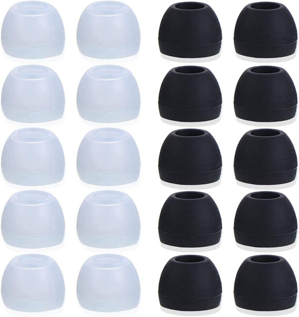 Blacell 20 Pcs Medium Silicone Earbud Cap Tip Cover Replacement - 10 Black,