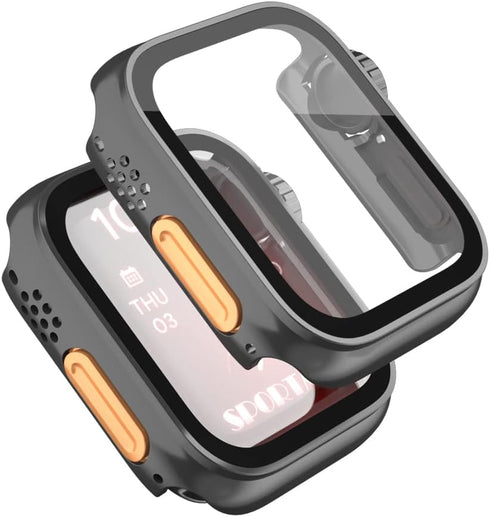 Waterproof Case for Apple Watch Series 8 7 6 5 4 SE/SE2, Full Protective Hard PC Screen Protector Cover (40mm, Black)
