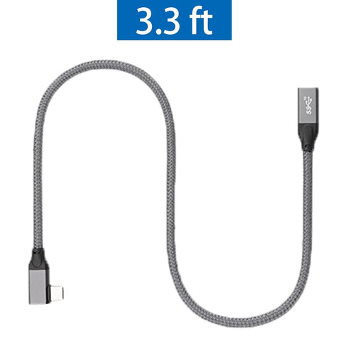 Right Angle USB C Male to Female Extension Cable 3.3ft, Type C 3.1 Gen 2, 10Gbps Data, 4K Video, 100W Charging