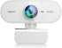 QMKKX Webcam for pc with Microphone,Full HD 1080P White Streaming Web Cam for
