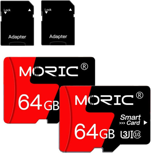 MORIC 2 Pack 64GB Card,C10 A1 Micro SD Card with Adapter High Speed Memory Memory TF Card for Camera/Dash