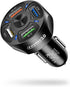 Car Charger Adapter, 4 Ports USB Fast QC3.0 with LED Light Display, Compatible with iPhone 12 Pro Max, Galaxy S20 Ultra