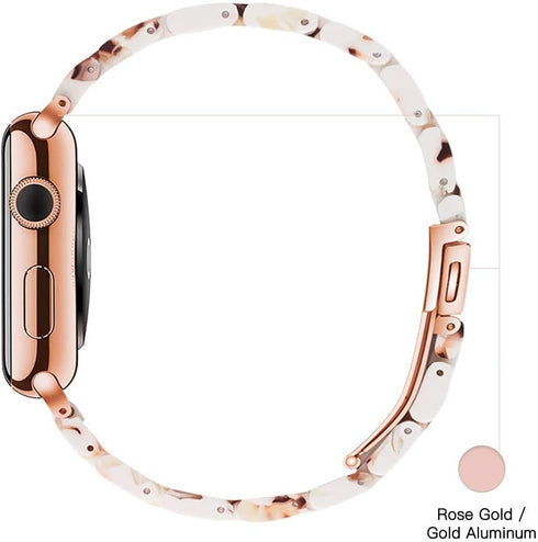 Light Apple Watch Band - Fashion Resin for Apple Watch Series 8, 7, SE, 6, 5, 4, 3, 2, Nougat White