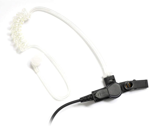 1.5-Wire Security & Surveillance Clear Acoustic Tube Earpiece Headset with PTT Button Mic for Kenwood, Baofeng &