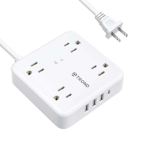 TROND 2 Prong Power Strip - 5ft Extension Cord with Multiple AC Outlets & USB Ports, 1440J Surge Protector