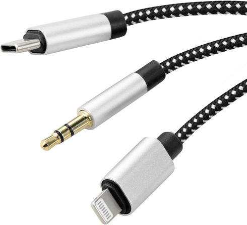4.26FT MFi Certified Lightning to 1/4 Inch Audio Adapter Cable, 3-in-1 Stereo 1/4 Cable for Headphone AMP