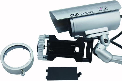 Dummy Security Camera Bullet Fake Indoor Outdoor CCTV Surveillance System with Realistic LEDs and Warning Stickers