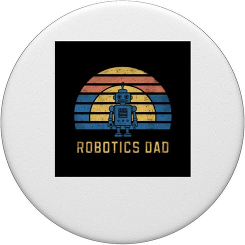 Robotics Dad Vintage Cute Blue Robot Rainbow Retro Tee PopSockets Standard PopGrip