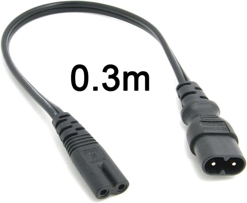 cablecc IEC 60320 C8 Plug to C7 Receptacle Male to Female Extension Power Supply Cable, 30cm