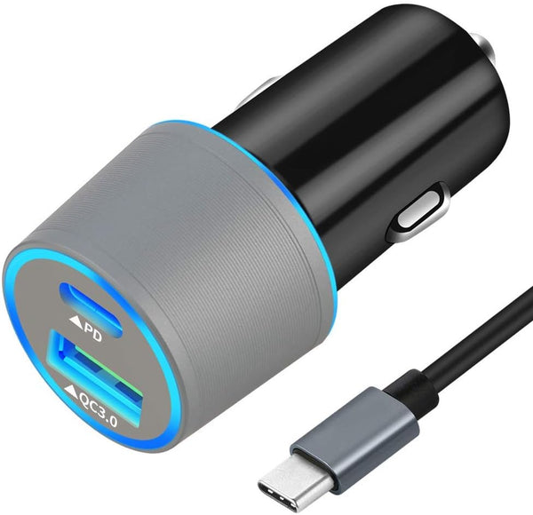 Fast USB C Car Charger Block, 30W Power Delivery & Quick Charge 3.0 Adapter for Google Pixel 8/7/6/5/4/3 (Cable