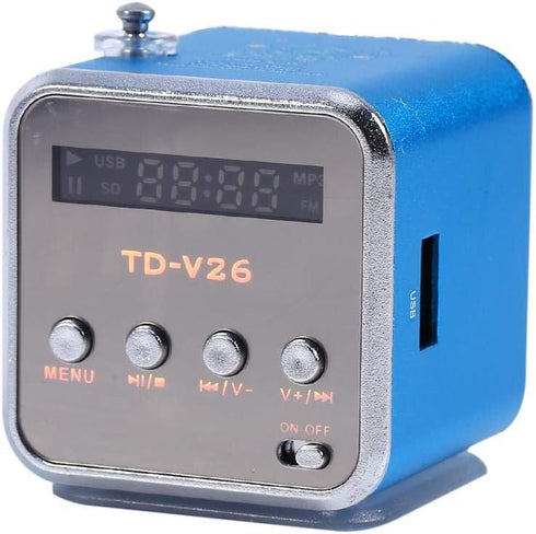 Portable Mini Speaker Music Player, Light-Weight FM Radio Stereo PC, Supports TF Card and U Disk, FAT16/FAT32 (Blue).