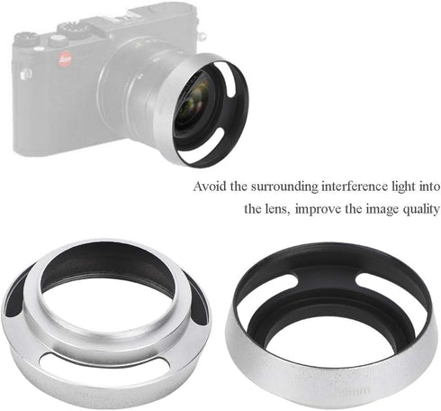 Camera Lens Hood, 2Pcs Aluminium Alloy Hollow Out 39 mm Lens Hood for Leica Camera, Silver