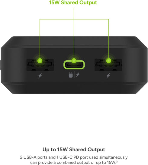 mophie powerstation prime20 - Ultra-Compact Portable Power Bank with 20,000mAh Internal Battery, 18W USB-C PD Fast
