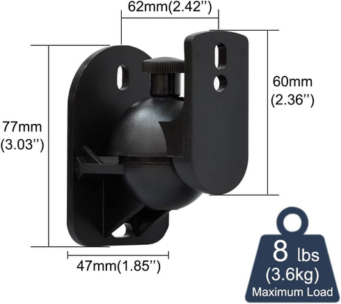 Speaker Wall Mount Brackets, Universal Mount for Surround Sound Speakers, Satellite Speaker Wall Mounting Brackets for Home Theater 2 Pack