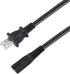TV Power Cord 10FT, 2 Prong Non-Polarized Plug NEMA 1-15P to C7 Figure 8 Replacement Supply Cord, Black-18AWG