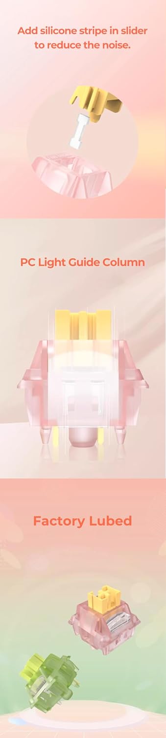 KPREPUBLIC Outemu Silent Peach V3 Switch, Silent Lemon V3 Switch Linear Tactile Lime for Mechanical Keyboard