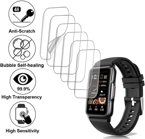 Screen Protector for Bestinn 1.47" and Mindrose H80 1.47” Smartwatch, Soft TPU, 6 Pieces, Bubble Self-healing