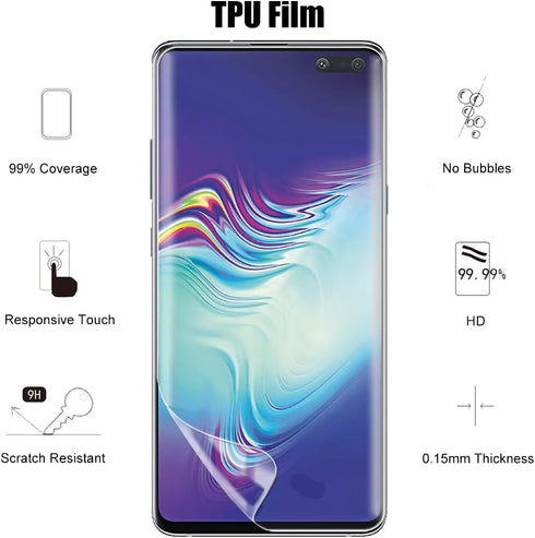 (2+2) Samsung Galaxy S10 Plus (2 Pack) Screen Protector (Not Glass) and (2 Pack) Camera Lens Protector, Case Friendly