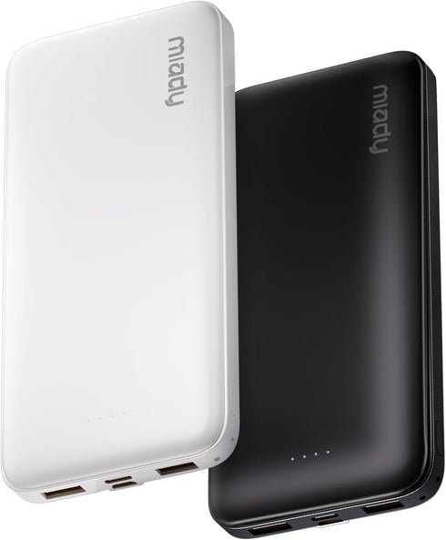 Miady 2-Pack Portable Charger, Slim 10000mAh Power Bank Travel Battery Pack 3 Outputs