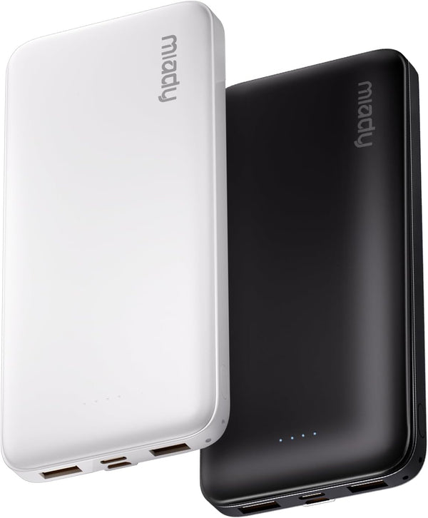Miady 2-Pack Portable Charger, Slim 10000mAh Power Bank Travel Battery Pack 3 Outputs