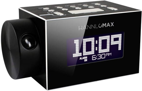 HANNLOMAX HX-108CR PLL FM Radio, Time Projection, Bluetooth Streaming, White Jumbo LCD Display, Single Alarm, Aluminium Casing, USB Port for 1A Charging, Aux-in, AC/DC adaptor included by HANNLOMAX