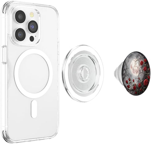 Gothic Moon Red Rose Flowers Night Floral PopSockets MagSafe PopGrip for iPhone