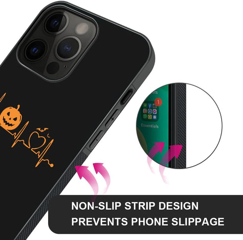 ZHEGAILIAN iPhone 15 Pro Max Case, Halloween Pumpkin Heartbeat, Soft TPU, Non-Slip, Shock Absorption, 6.7-inch.