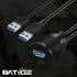 BATIGE USB 3.0 to Type C Car Mount Flush Cable, Dual Port Male to Female Waterproof Extension - 3ft